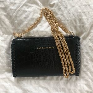 Cross-body faux crocodile clutch purse
